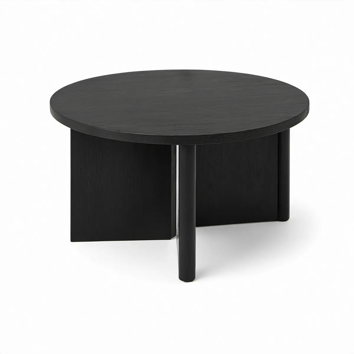 Mesa de Centro Redonda em MDF com Acabamento Carvalho Preto, Ø 90 x 38 cm