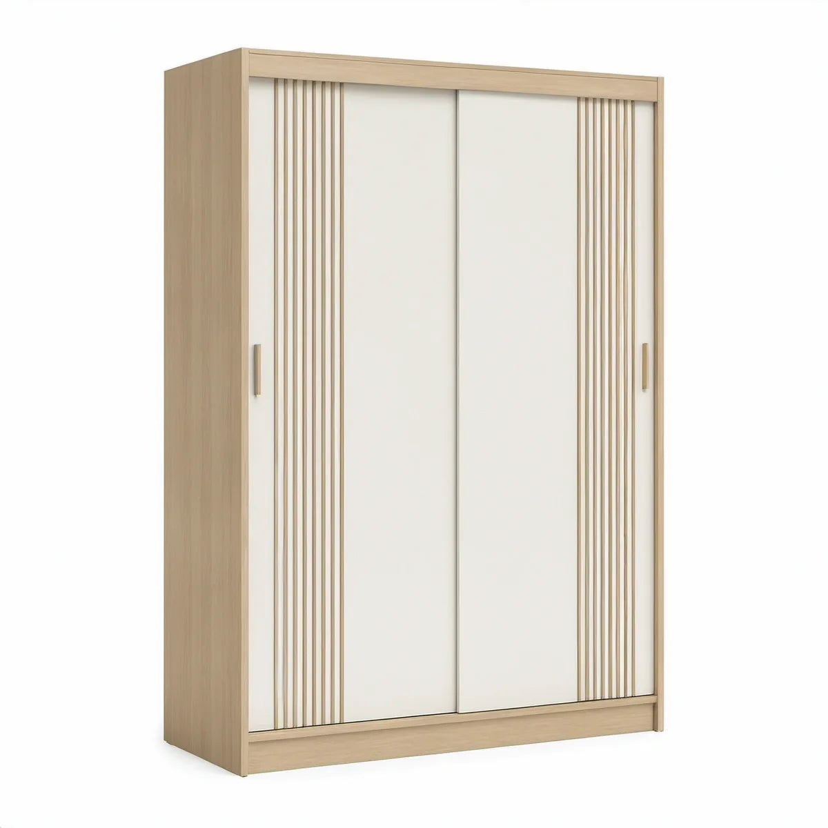 Roupeiro com 2 Portas de Correr em MDP Branco e Carvalho Claro, 120 x 60 x 200 cm