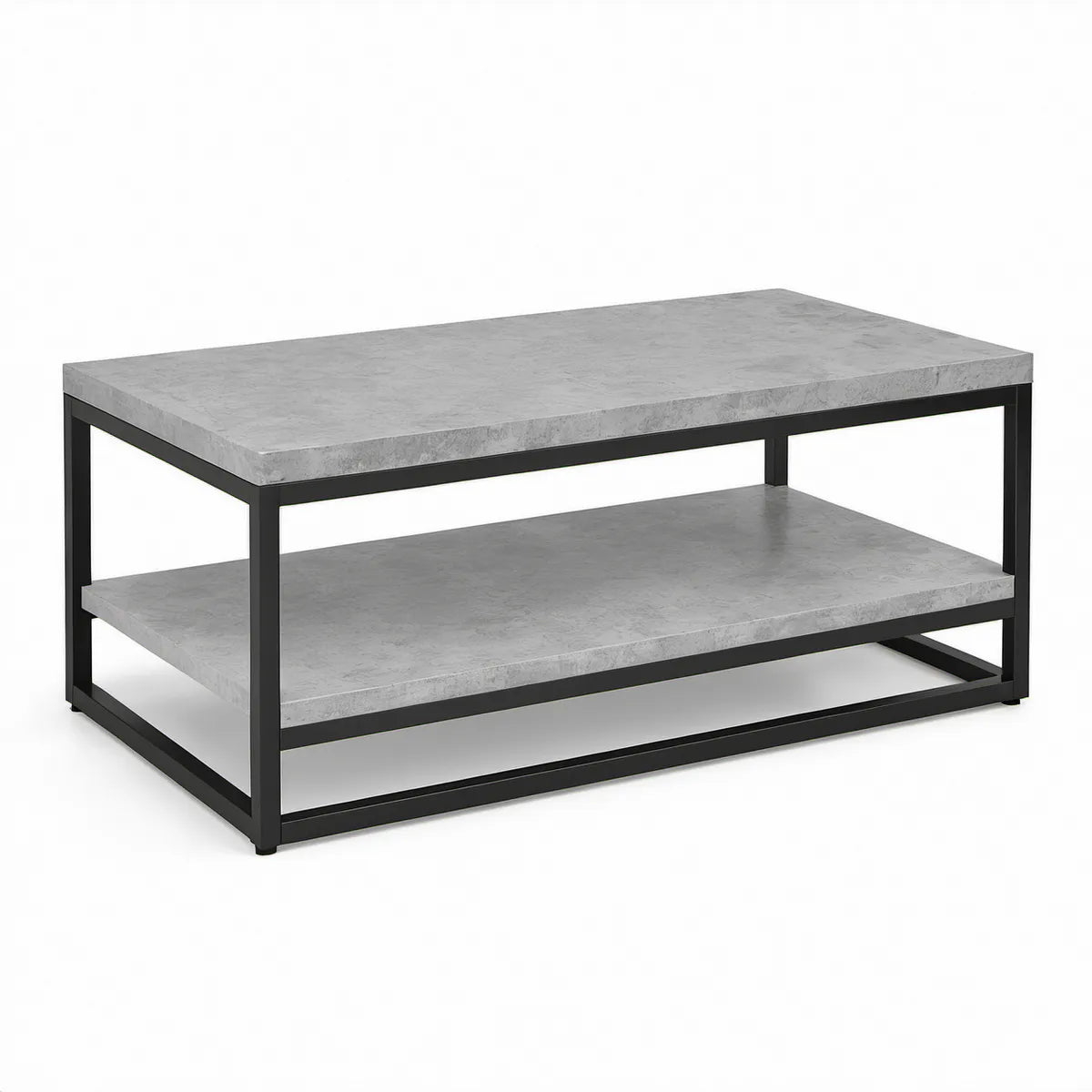 Mesa de Centro Retangular com Prateleira 100 x 50 x 45 cm Cinzento e Preto