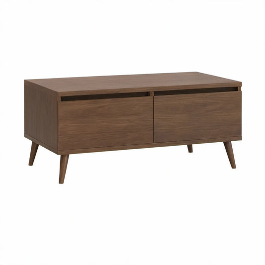 Mesa de centro retangular com 2 gavetas em castanho nogueira, 120 x 60 x 45 cm